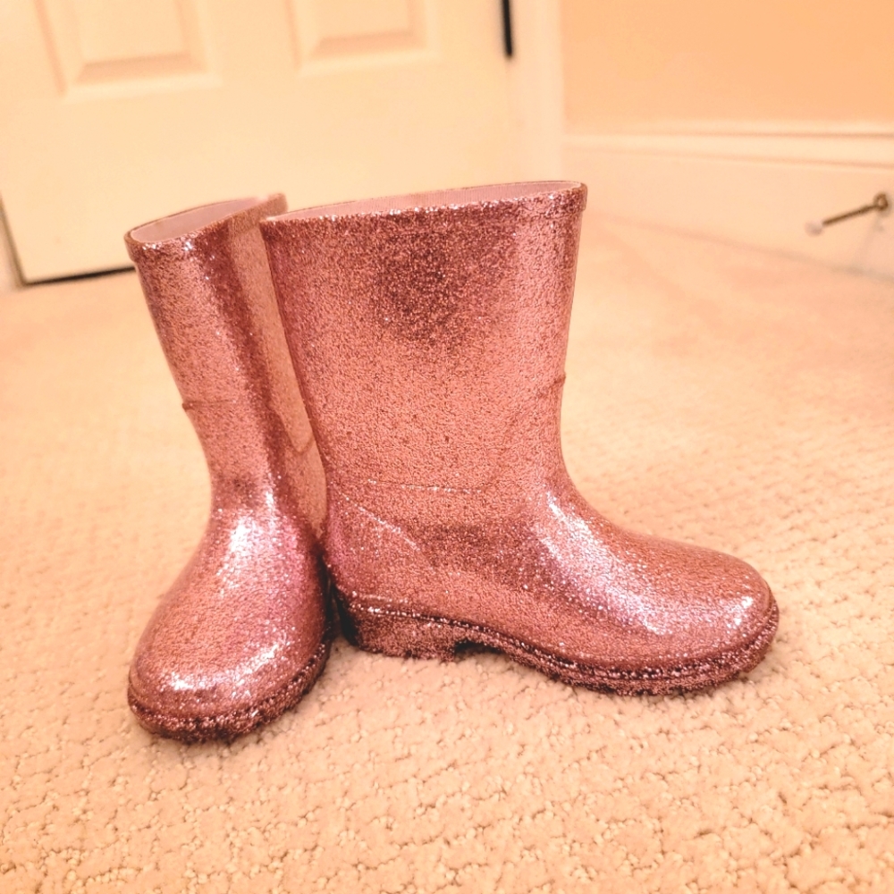 Toddler Girls Gymboree Pink Sparkly Rain Boots Size 6
